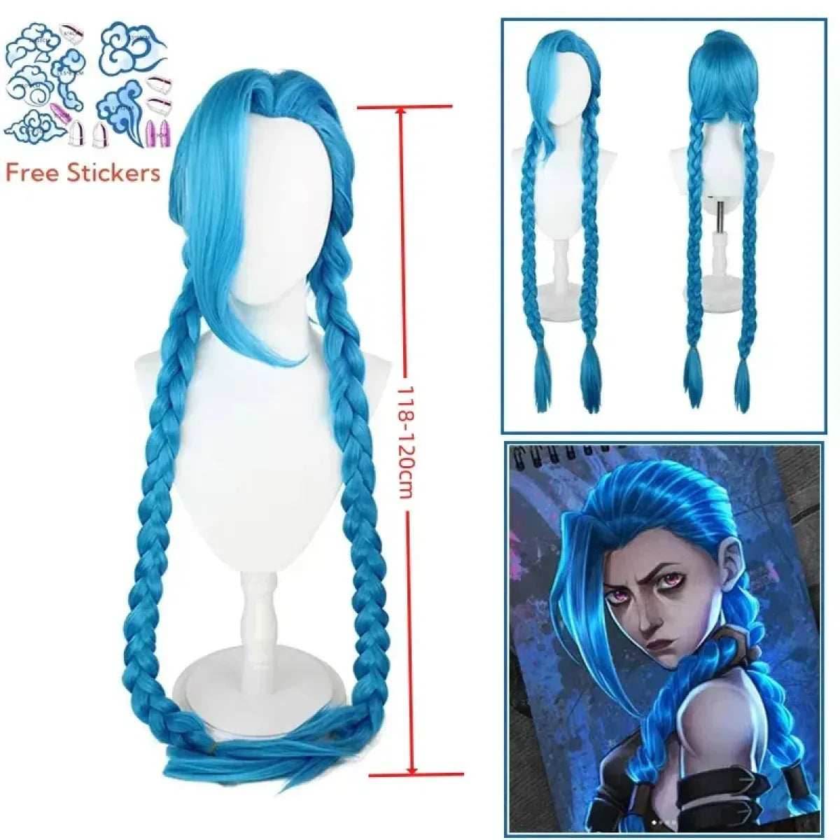 Arcane Jinx Cosplay Costume β LOL Season 2 Loli Outfit with Wig & Accessories - Wig Only / S