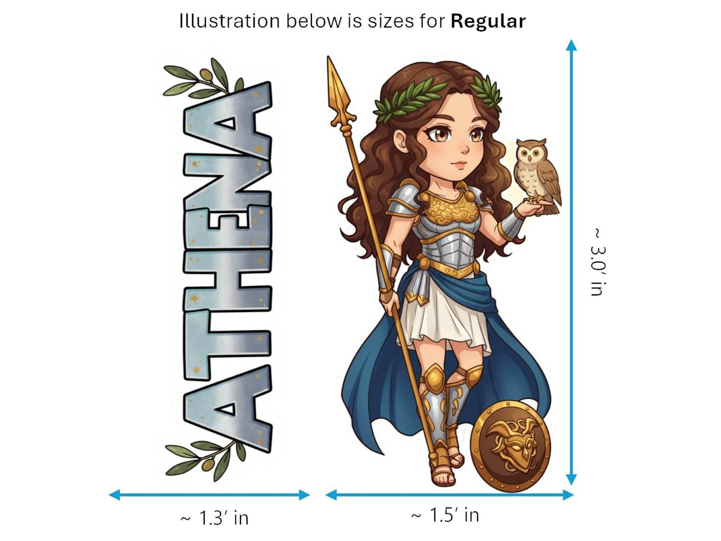 Athena Sticker and Magnet – Pallas Mythkins™ – Greek Goddess of Wisdom and Strategy | Waterproof & UV-Proof - Sticker / Regular