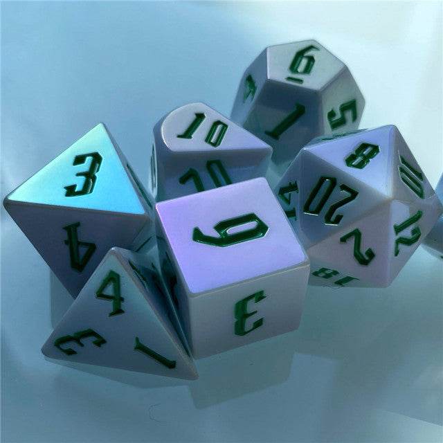 Spearmint White Colorful DND Dice (White&Green) 7-Dice -