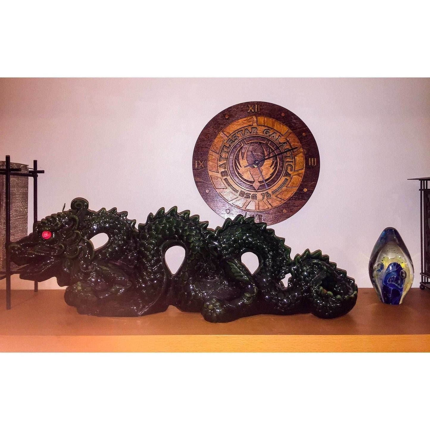 Battlestar Galactica Laser Cut Stained Wood Clock -