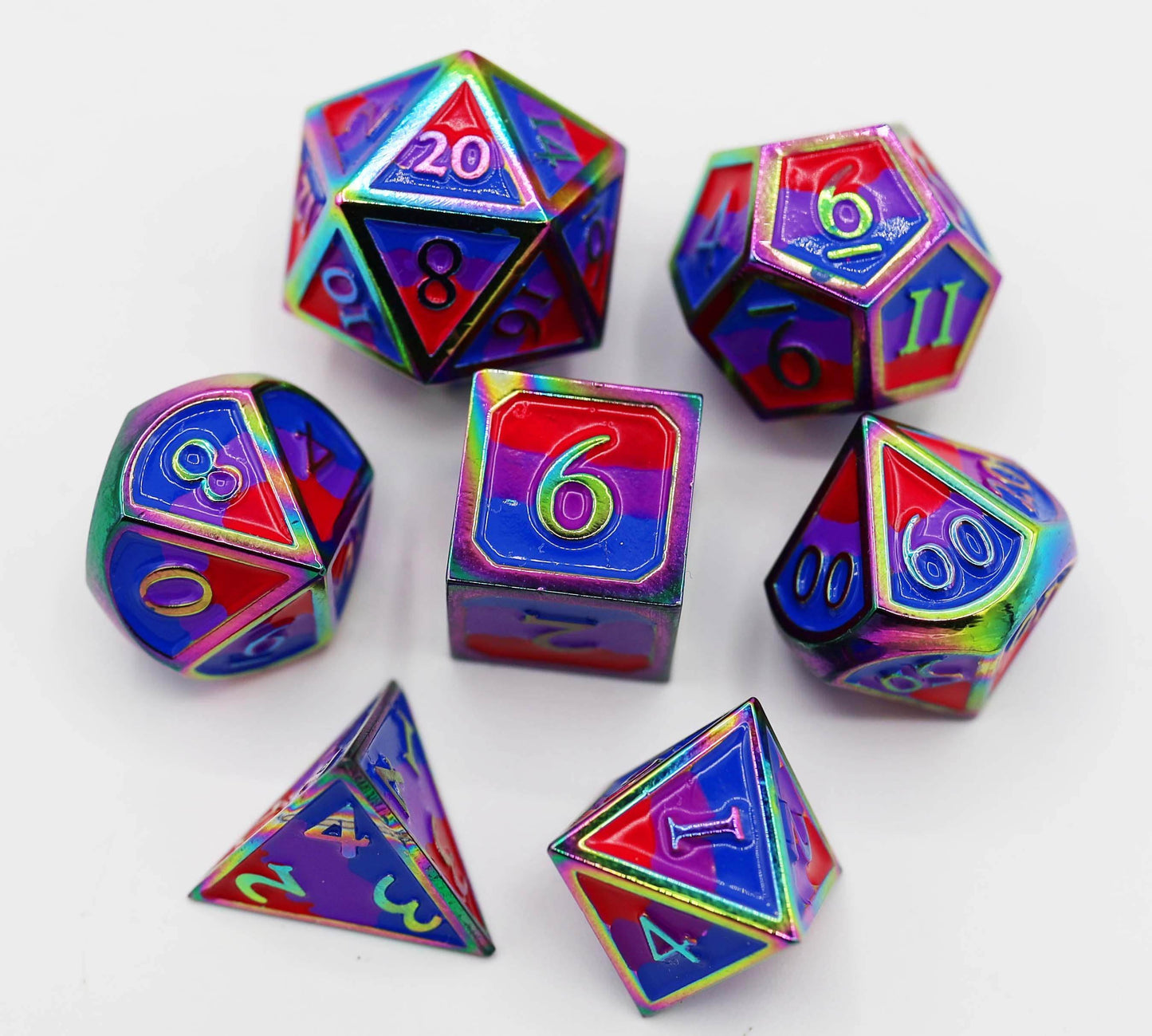 Bisexual Pride Flag - Metal RPG Dice Set -