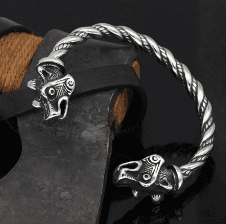 Viking Fenrir Head Stainless Steel Bracelet -