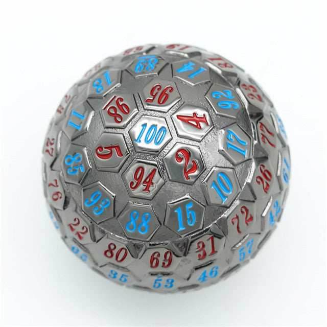 Black* Metal d100 w/ Red and Blue Numbers Dungeons and Dragons RPG -