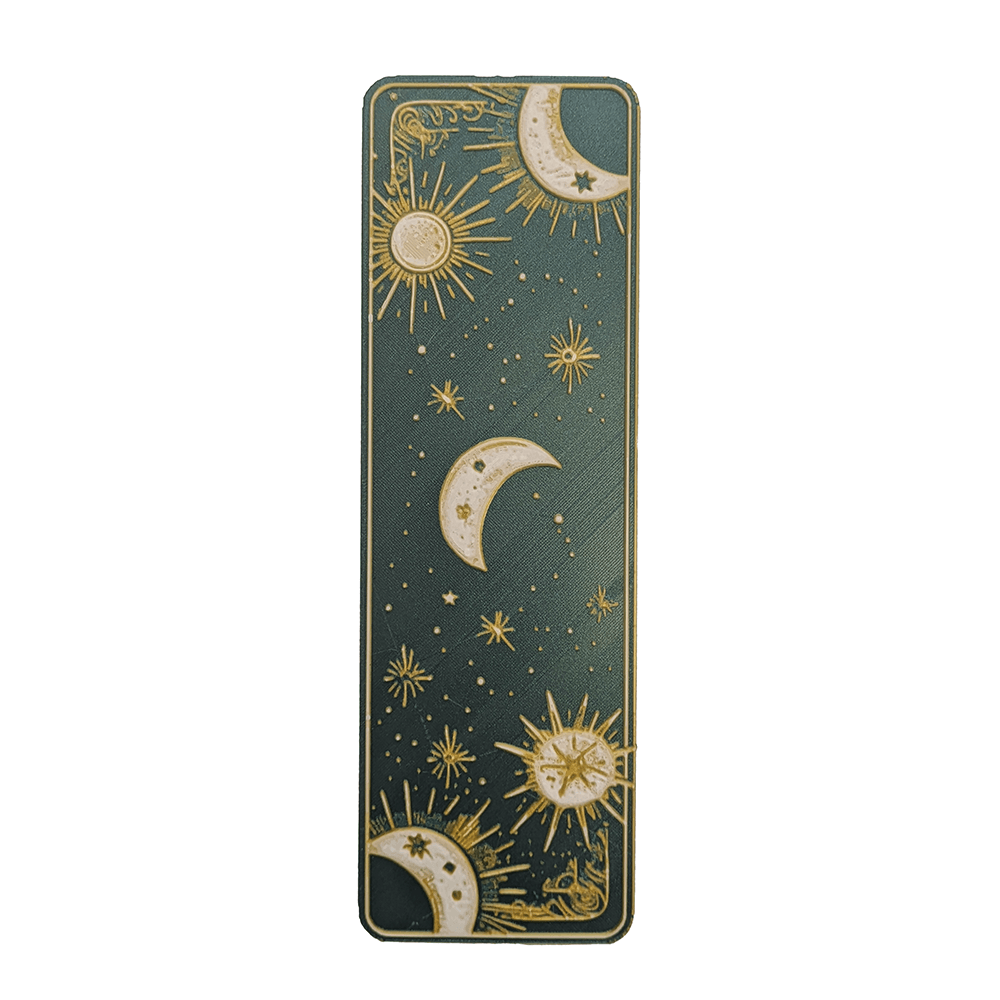 Celestial 3D Printed Moon & Sun Boho Bookmarks | Starry Night & Radiant Sun Designs | Handmade Bookmark Art - Moon