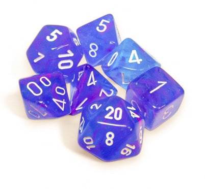 Nebula Polyhedral Aura/White Luminary 7-die set -