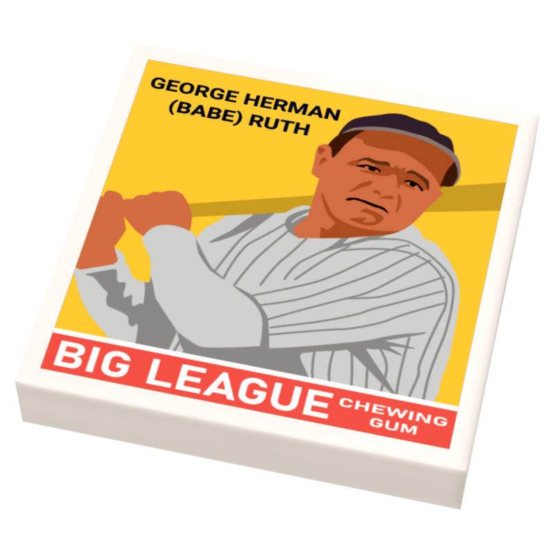 Babe Ruth Baseball Card (2x2 Tile) made using LEGO part -