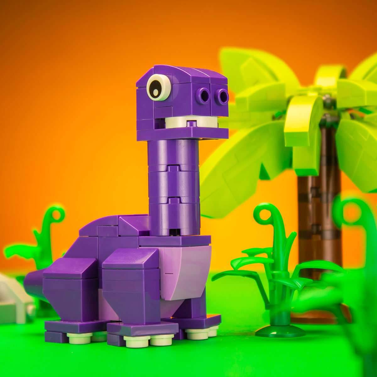 Baby Brontosaurus Dinosaur Building Set made with LEGO parts - B3 Customs -