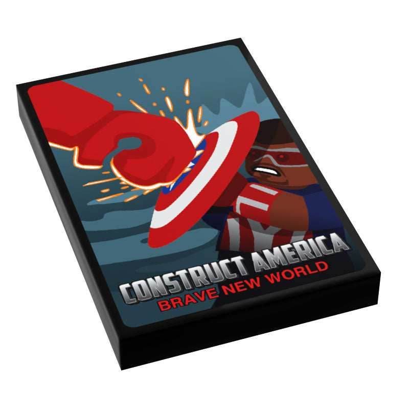 Construct America: Brave New World Movie Cover (2x3 Tile) made using LEGO part - B3 Customs -