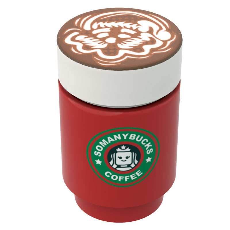 Somanybucks Christmas Coffee Cup w/ Santa Foam for Minifigs made using LEGO parts - B3 Customs -