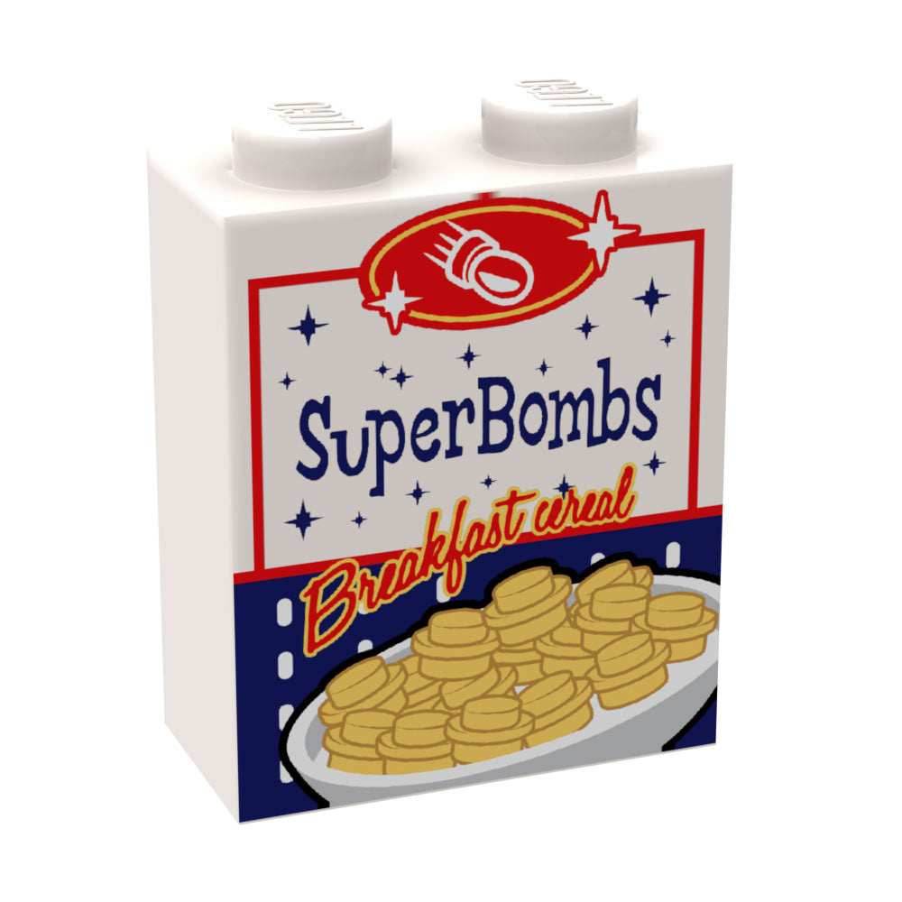 Super Bombs Fallout Cereal Custom Printed 1x2x2 Brick - B3 Customs -