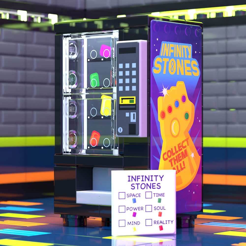 Infinity Stones Vending Machine Custom Building Set made using LEGO parts - B3 Customs -