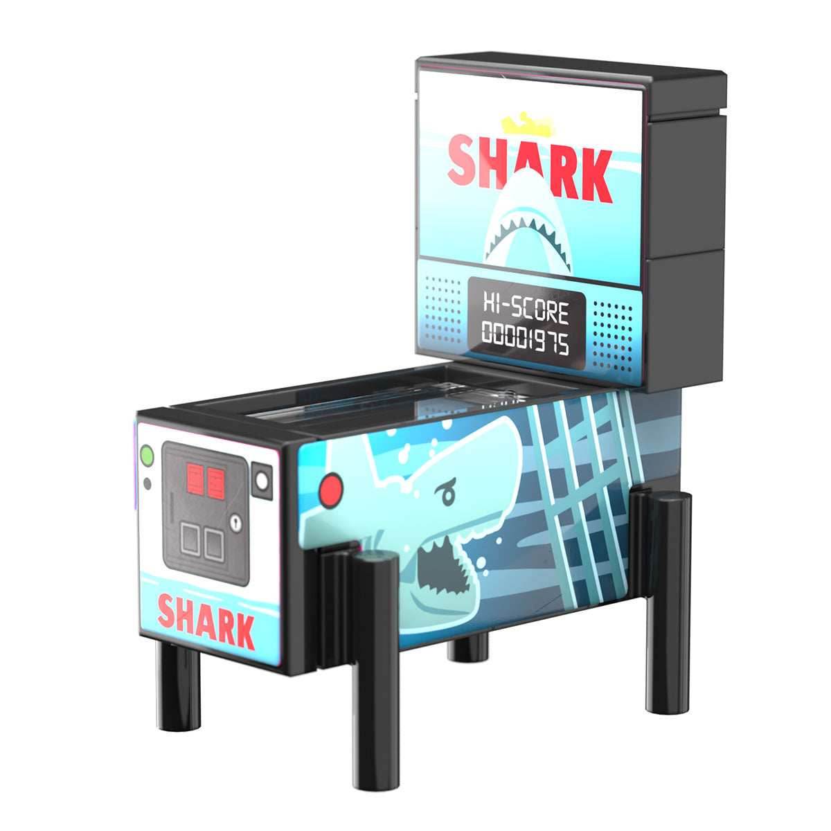 Shark Pinball Arcade Machine Building Set made using LEGO parts - B3 Customs -