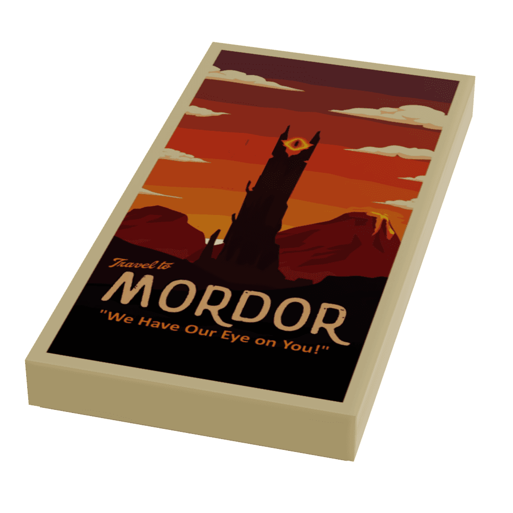 Visit Mordor Travel Poster (2x4 Tile) made using LEGO parts -