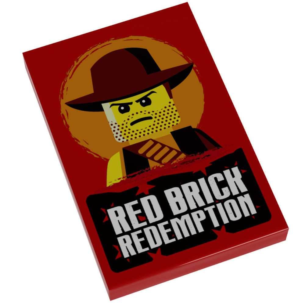 Red Brick Redemption Video Game Cover (2x3 Tile) made using LEGO parts - B3 Customs -