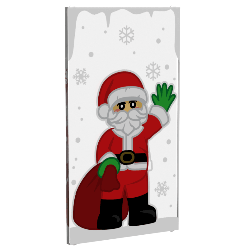 Santa Clause Christmas Winter Village 4x6 Glass Window made with LEGO part - B3 Customs -