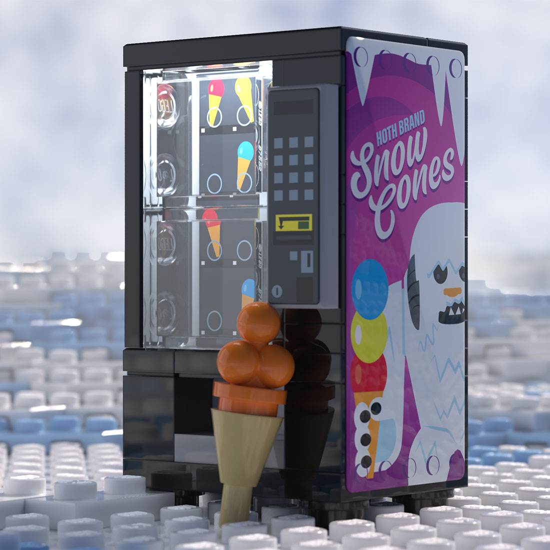Hoth Snowcones Minifig Vending Machine Building Set made using LEGO parts - B3 Customs -