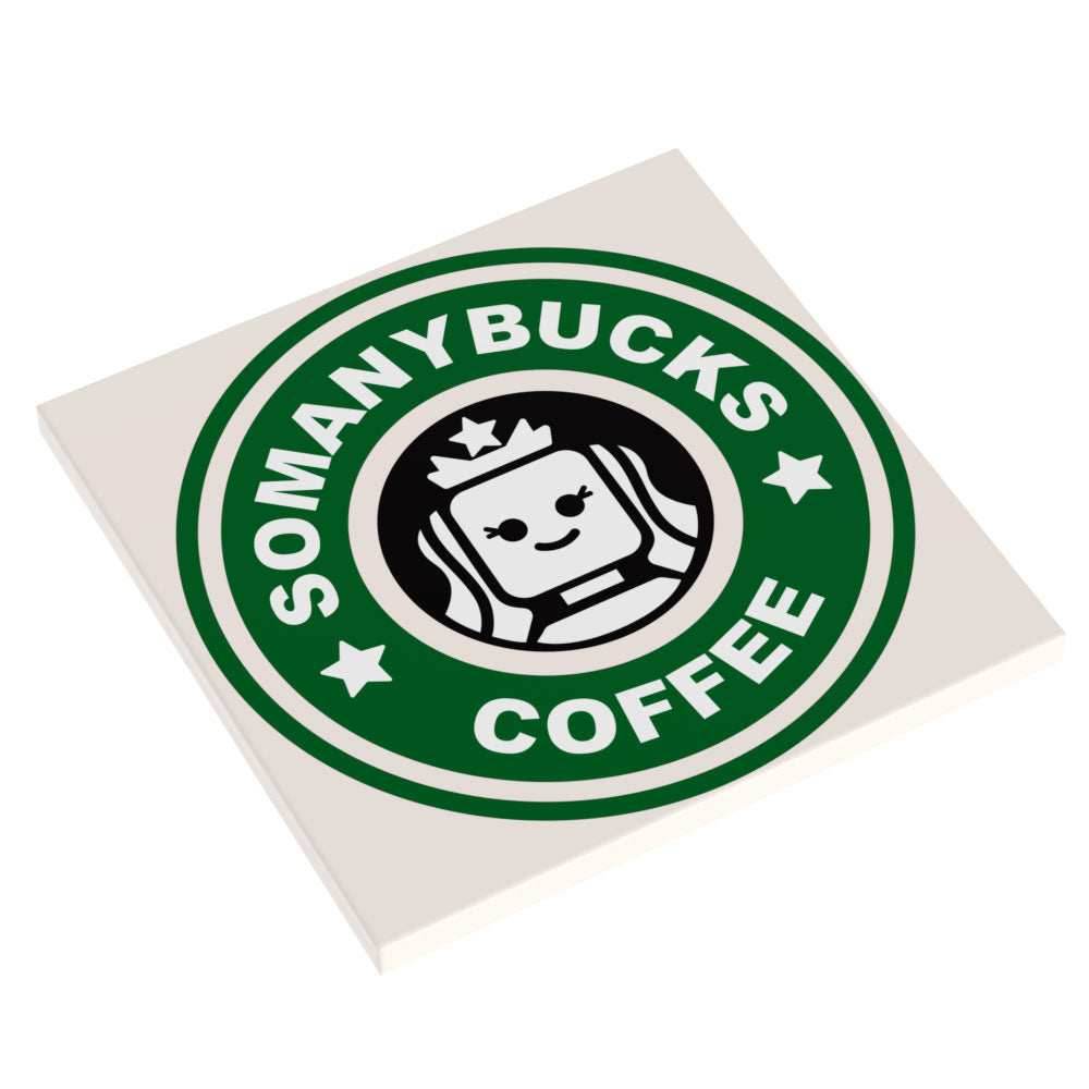 Big Somanybucks Coffee Sign (6x6 Tile) - B3 Customs made using LEGO parts -