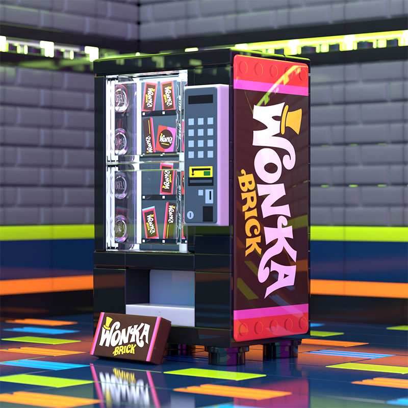 Wonka Bars Vending Machine made using LEGO parts -