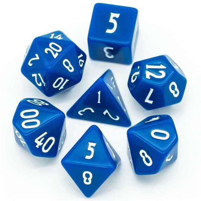 Dark Blue Homage 7-Dice Set w/Blue Numbers Minimalist -