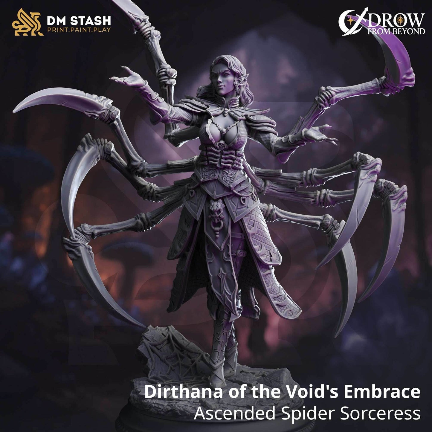 Dirthana of the Void's Embrace, Ascended Spider Sorceress (Female Drow Aberration) - 32mm Scale