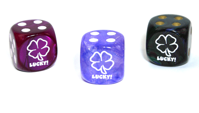 Shamrock LUCKY! (Dice colors are filled at random) | Pipped Dice 16mm -