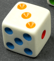 16mm Opaque d6 White/Multi-colored pips | Colorful Novelty Dice -
