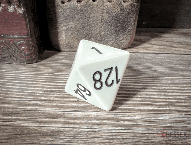 Ivory/black 8-Sided Doubling Cube | 1-128 Backgammon Type Novelty Dice -