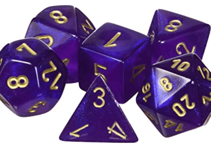 CHX 27467 7-Die Borealis Royal Purple w/ Gold Numbers Set 7-Dice Chessex -