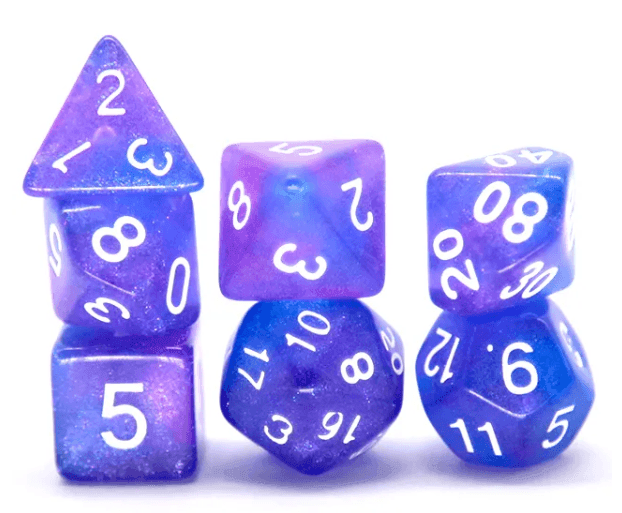 Enchanted Amethyst Polyhedral Dice Set | 7-Dice Purple Set with Subtle Glitter -