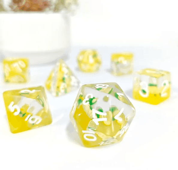 Pineapple Themed Dice | 7-Dice Resin Dice Set RPG Dice -