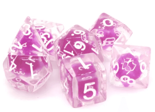 Dice-in-Dice 7-Dice Set w/White-on-White Numbers Dnd Dice Set -