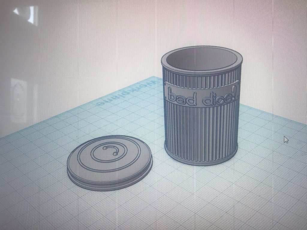 Trash Can Dice Jail: 3d Printed Grey Trash Can for Bad Dice D&D Dice Accessory -