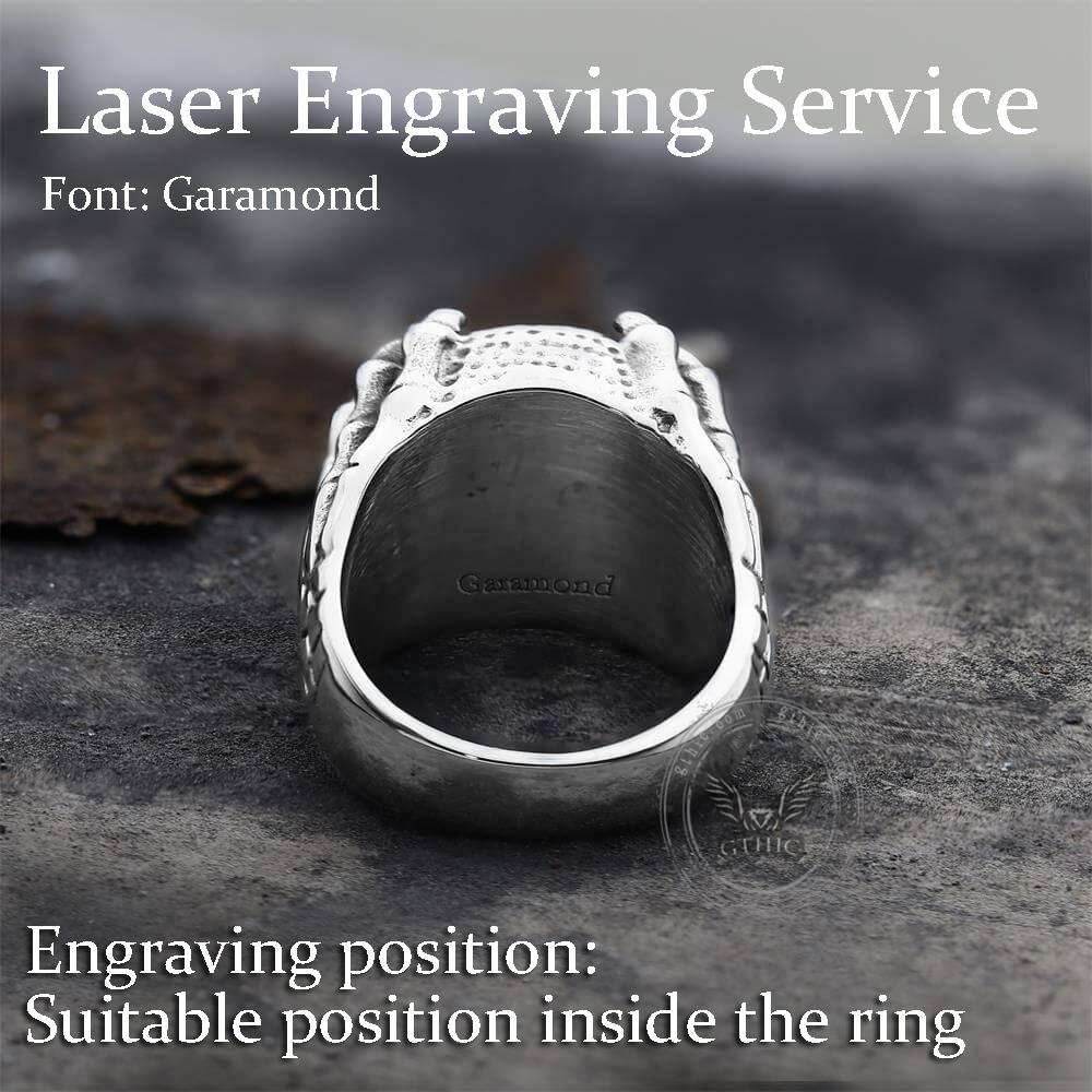 Dragon Eye Stainless Steel Skull Claw Ring - Blue / 7