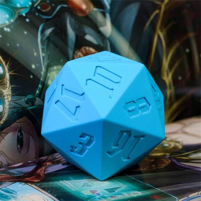 Large Blue Silicone d20 Dice 55mm | RPG Dice Novelty Piece -