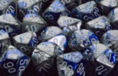 Gemini 1 Polyhedral Blue-Steel w/white 7 Die Set -