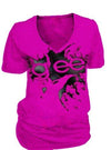 Glee Finger Splat Fuchsia V-Neck T-shirt