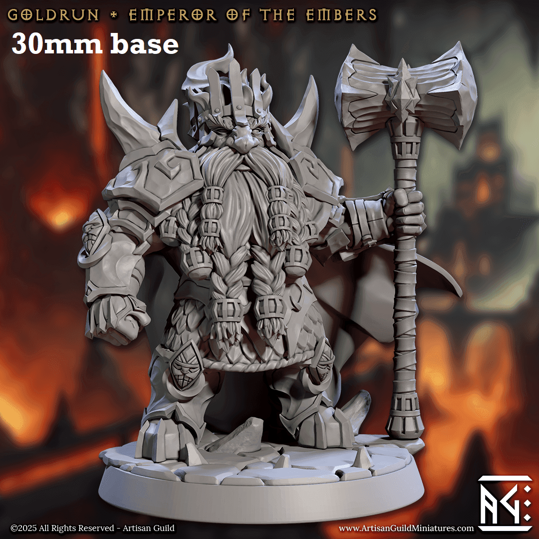 Goldrun, Emperor of the Embers (Male Fire Dwarf Warlord King) -