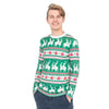 Green Reindeer All Over Ugly Christmas T-Shirt