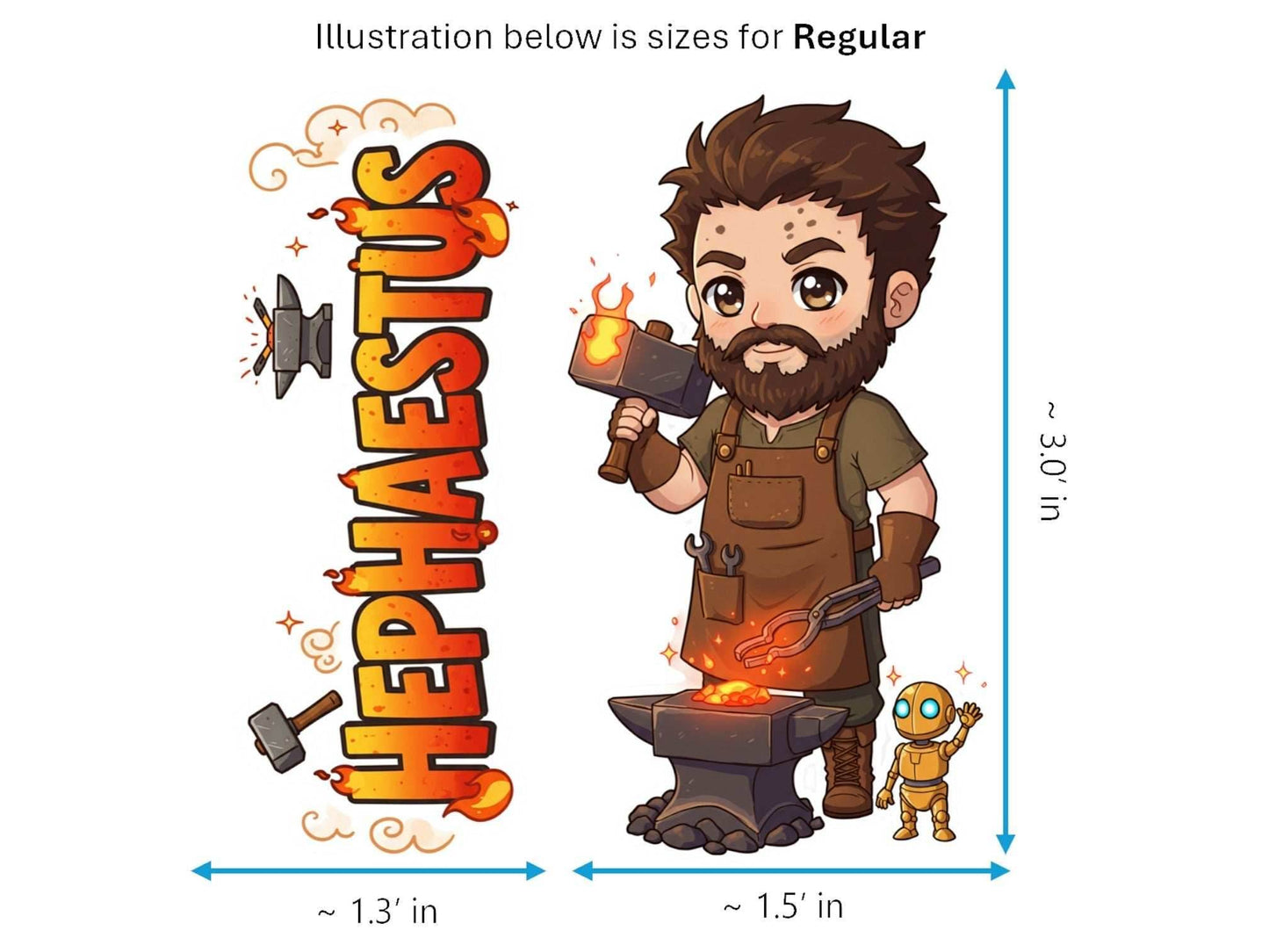 Hephaestus Sticker and Magnet – Klytotechnes Mythkins™ – Greek God of the Forge and Fire | Waterproof & UV-Proof - Sticker / Regular