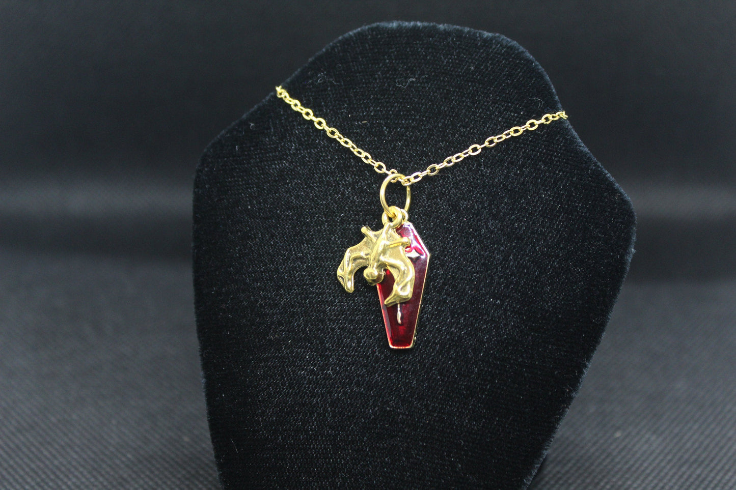 Red Coffin Bat Necklace Necklace Crystal Witch Witchy Jewelry Witchcraft Wicca Wiccan Pagan Metaphysical