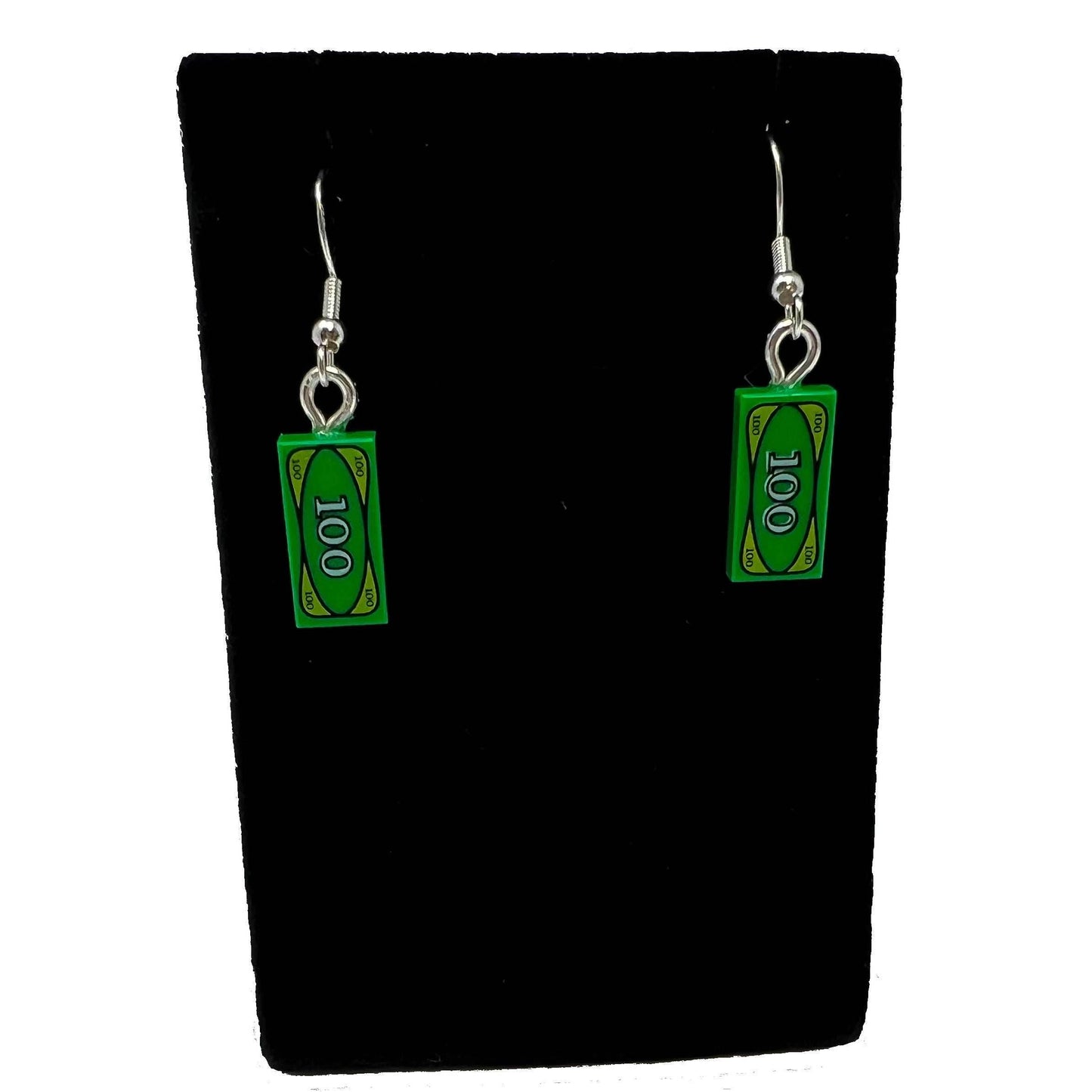 B3 Customs® $100 Bill Earrings made from LEGO Bricks -