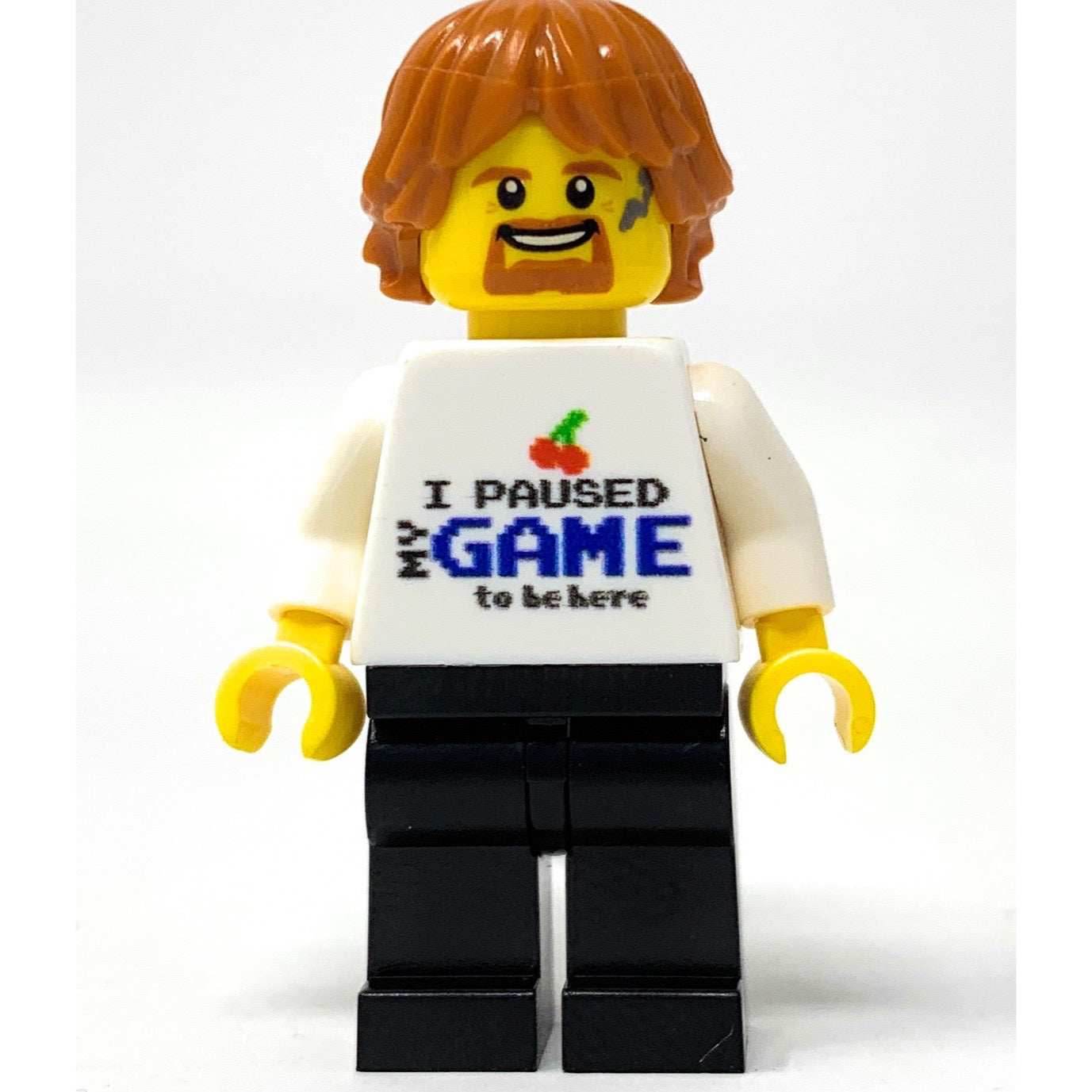 B3 Customs® Printed I Paused My Game To Be Here Minifig Torso (Gaming) made using LEGO parts -
