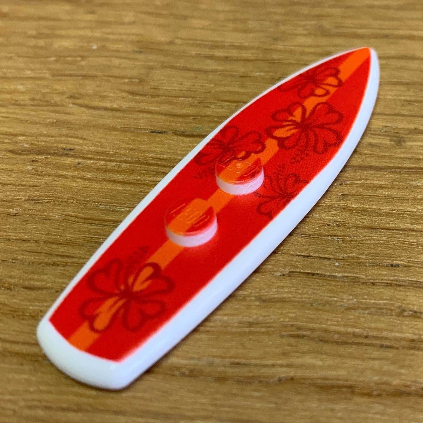 B3 Customs® Printed Hibiscus Surfboard made from LEGO® bricks -