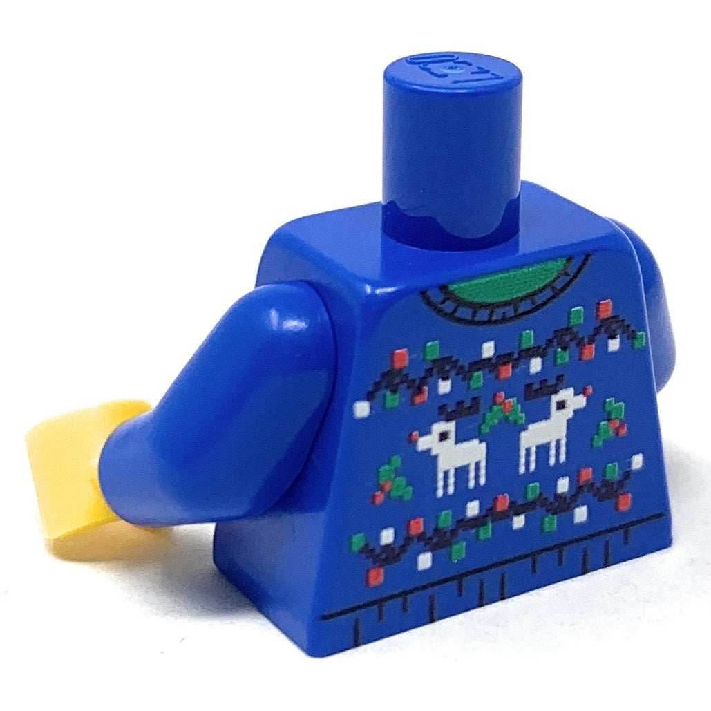 Custom Ugly Blue Christmas Reindeer Sweater Printed Torso made using LEGO parts -