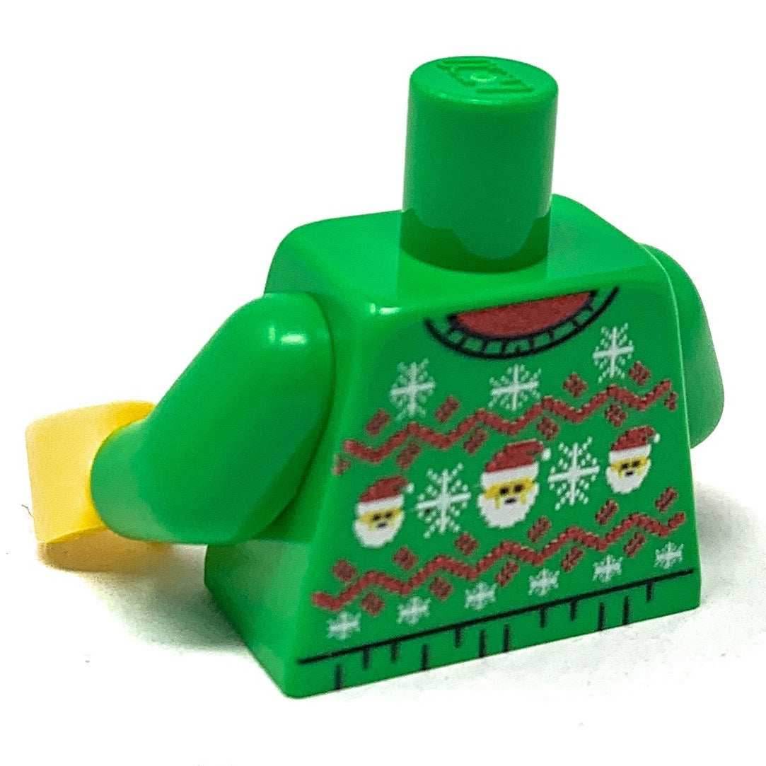 Ugly Green Santa Christmas Sweater Printed Torso made using LEGO parts -