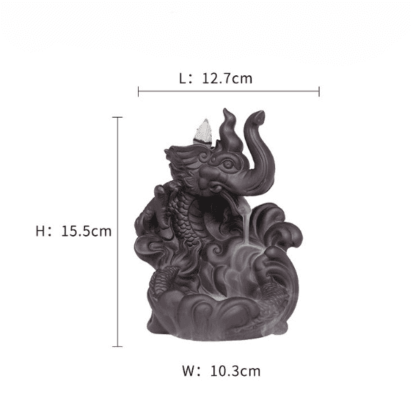 3D Relief Dragonphant Backflow Incense Burner -