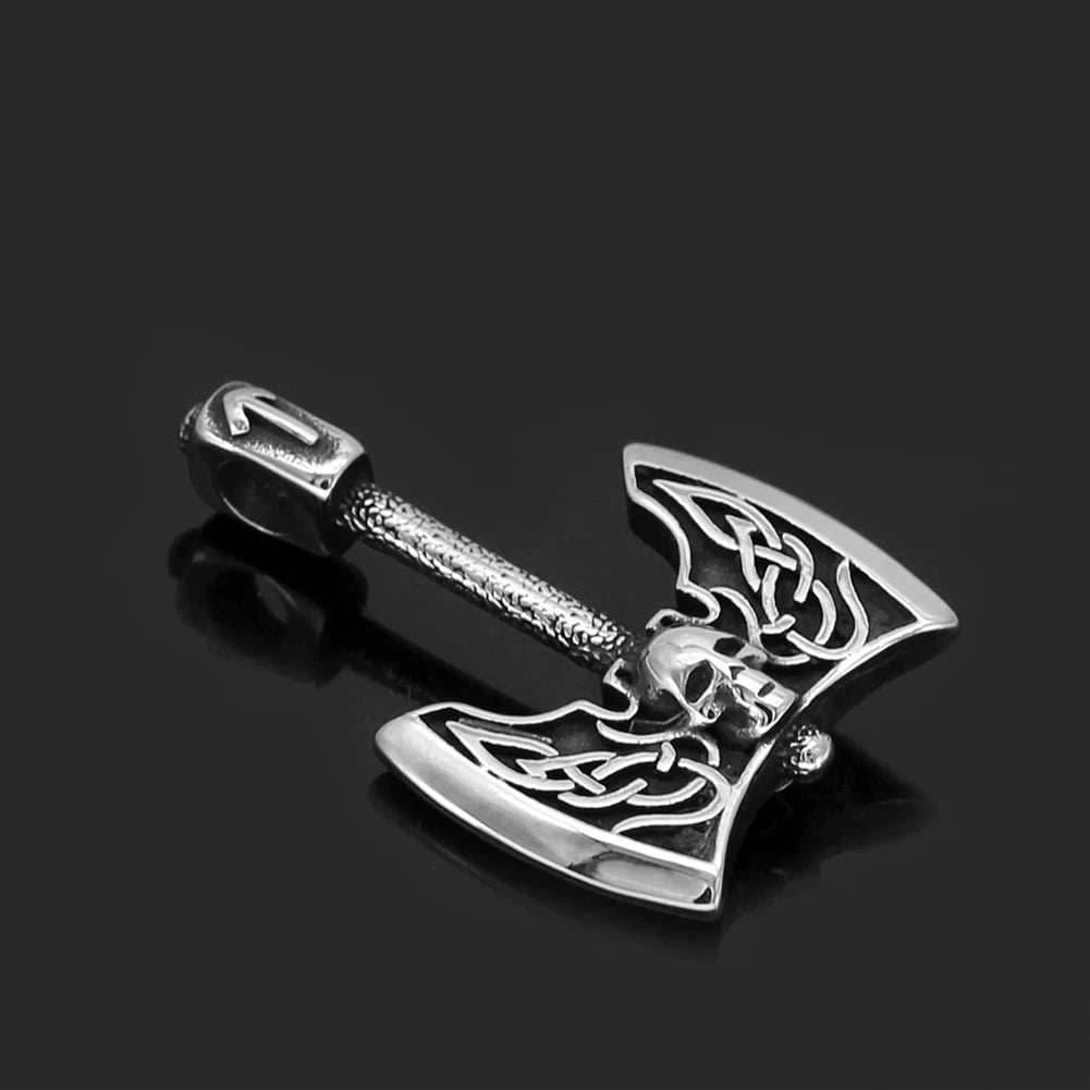 Vikings Axe and Tiwaz Rune Stainless Steel Necklace -