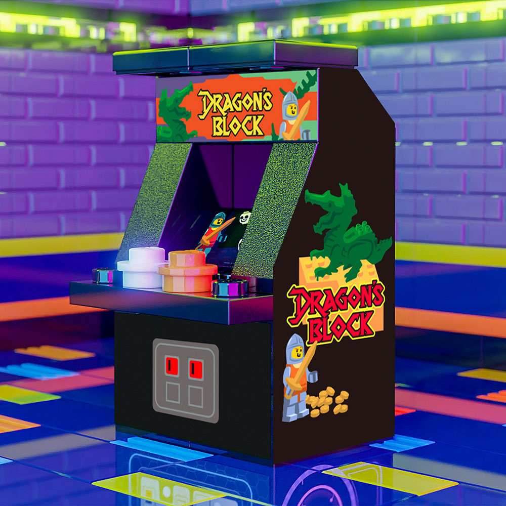 Dragon's Block Arcade Machine Toy Building Kit made using LEGO parts - B3 Customs -