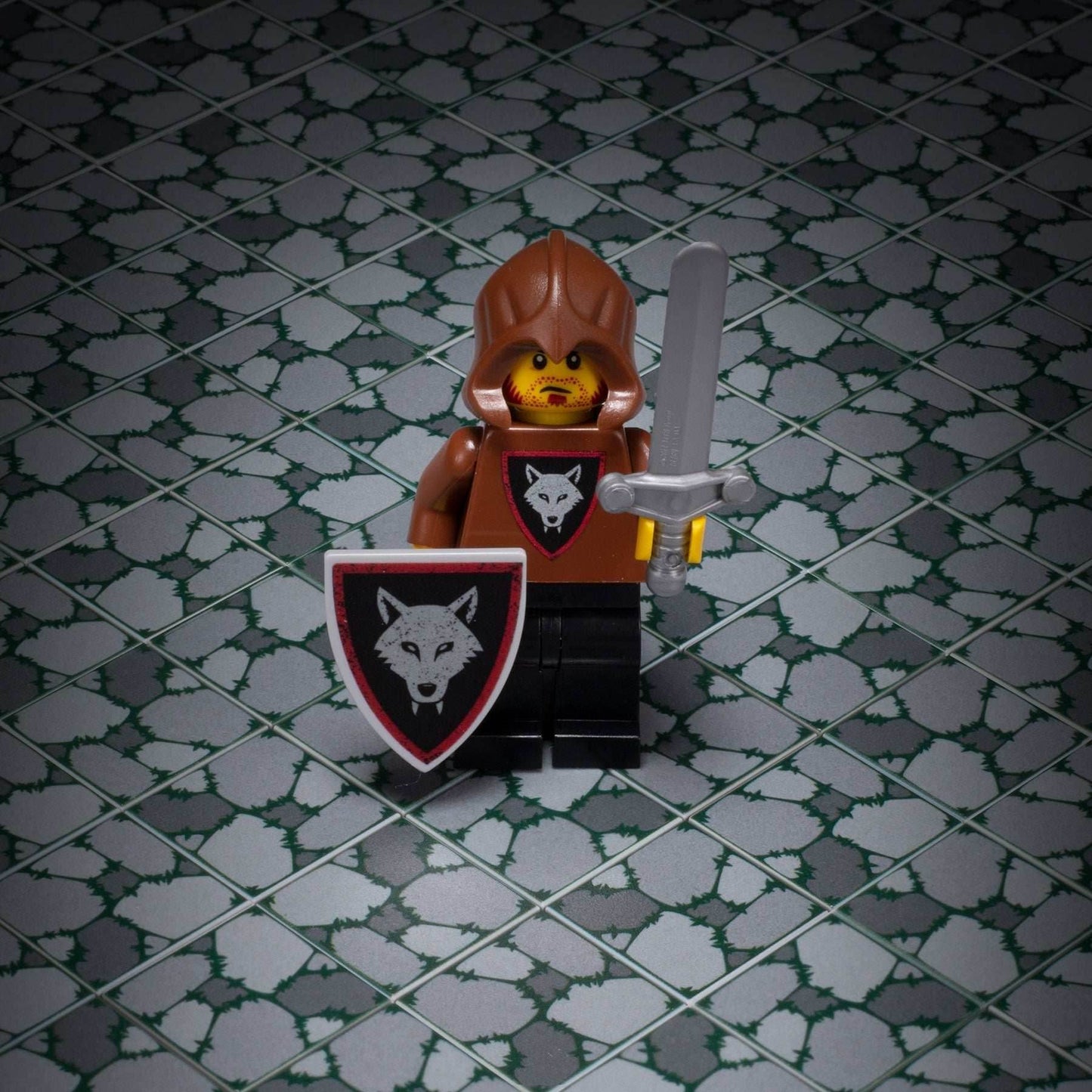 Cobblestone Flooring (Plant Overgrowth) - Custom Printed 2x2 Tile made using LEGO part -