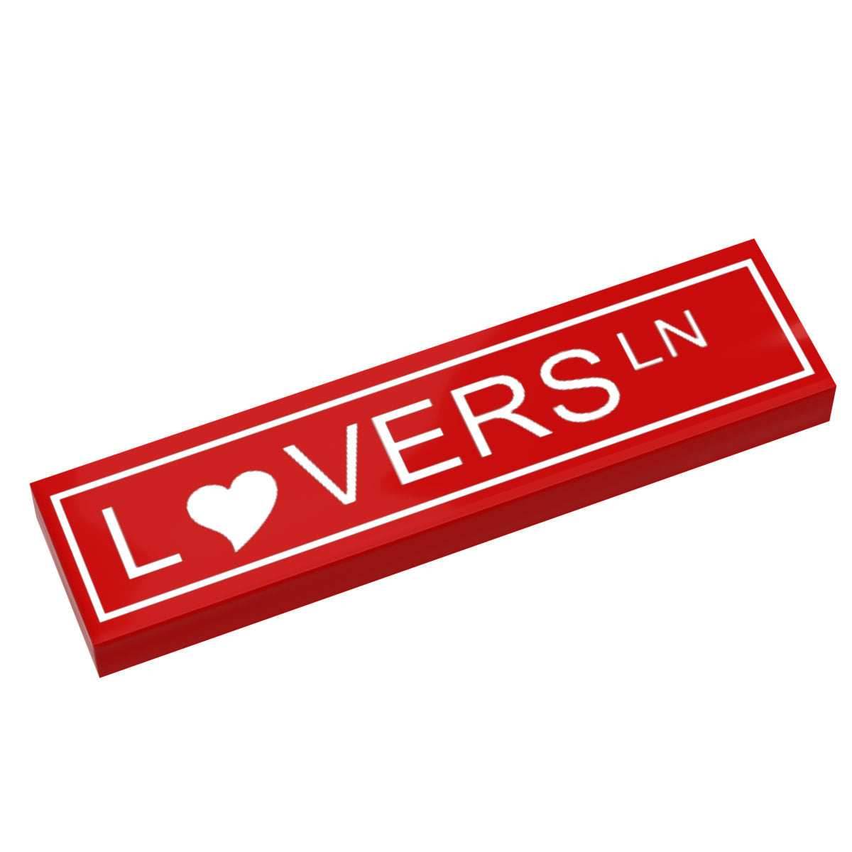 Lovers Lane Street Sign made with LEGO part (1x4 Tile) - B3 Customs -